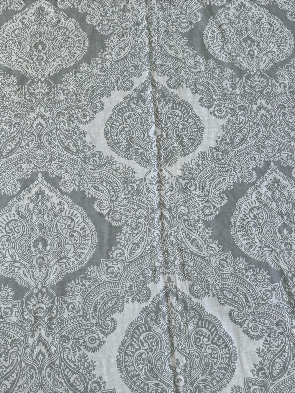 Envogue 2 Curtain Panels Gray White Paisley Damask Back Tab 49x91 Cotton Drapes